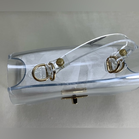 Cleared For Fun Clear and Gold Vinyl Crossbody Bag - Picture 4 of 13